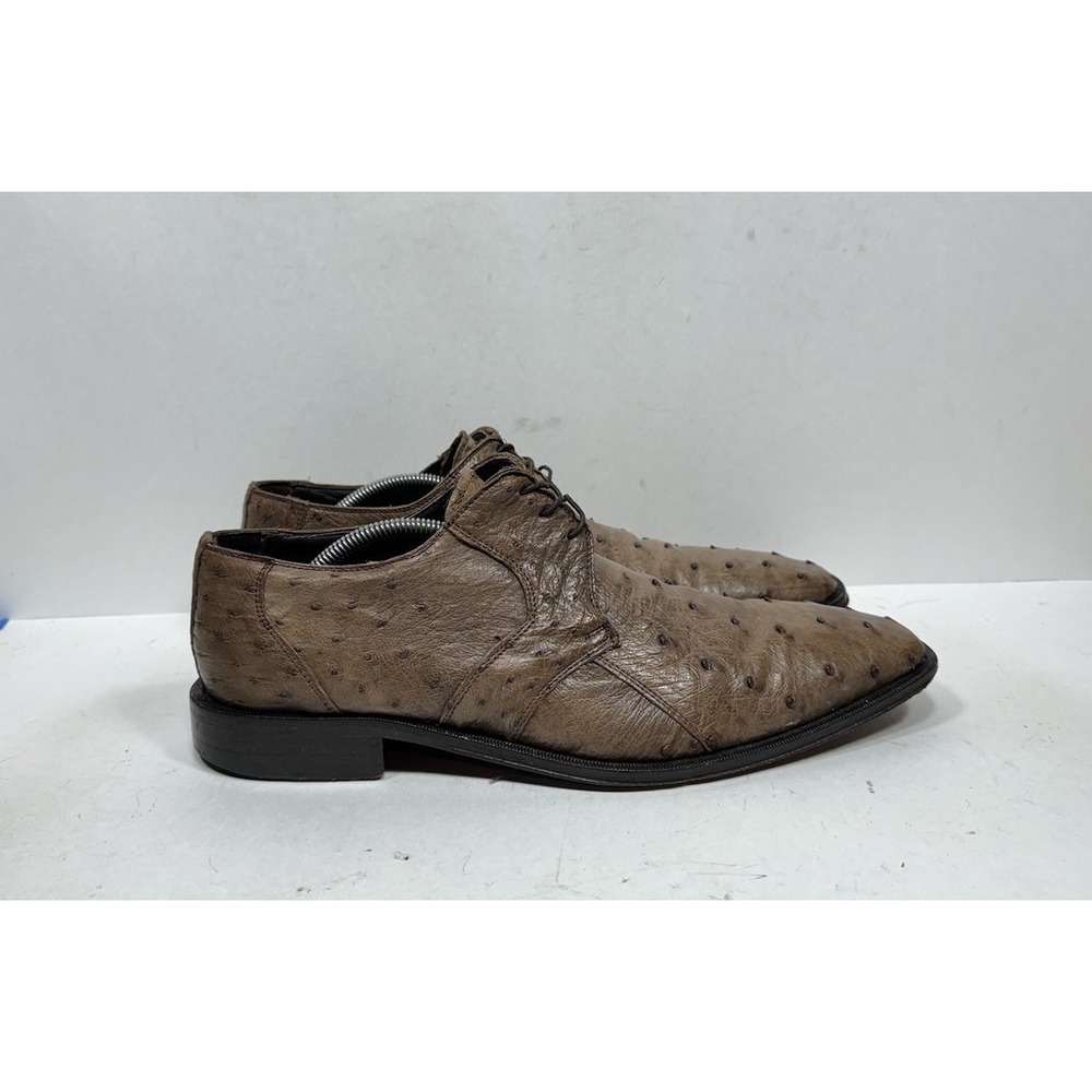 David Eden Ostrich Brown Leather Dress Shoes Men's Size 11 Derby